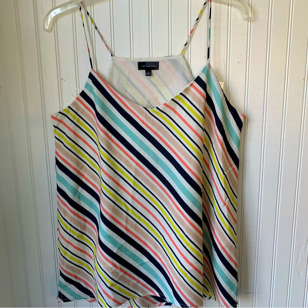 The Limited Spaghetti String Tank Top (L) Flowy, Striped, and Lined - see colors